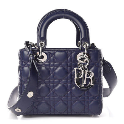 Christian Dior Lambskin Cannage Small Lucky Badges My Lady Dior Navy 1 of 10