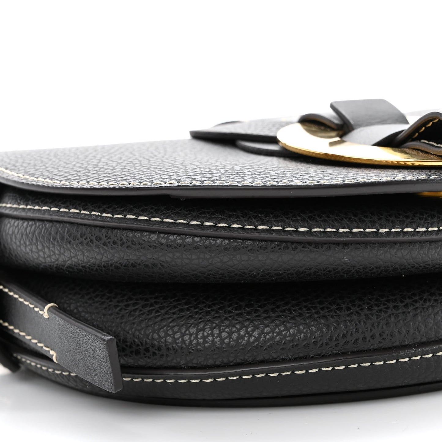 Grained Calfskin Small Darryl Saddle Crossbody Bag Black
