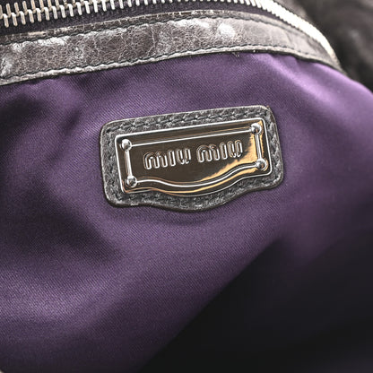Miu Miu Vitello Pleated Hobo Grey 6 of 9