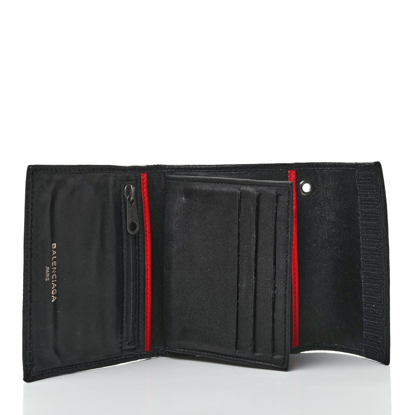 Agneau Compact Wallet Rouge Vif Black