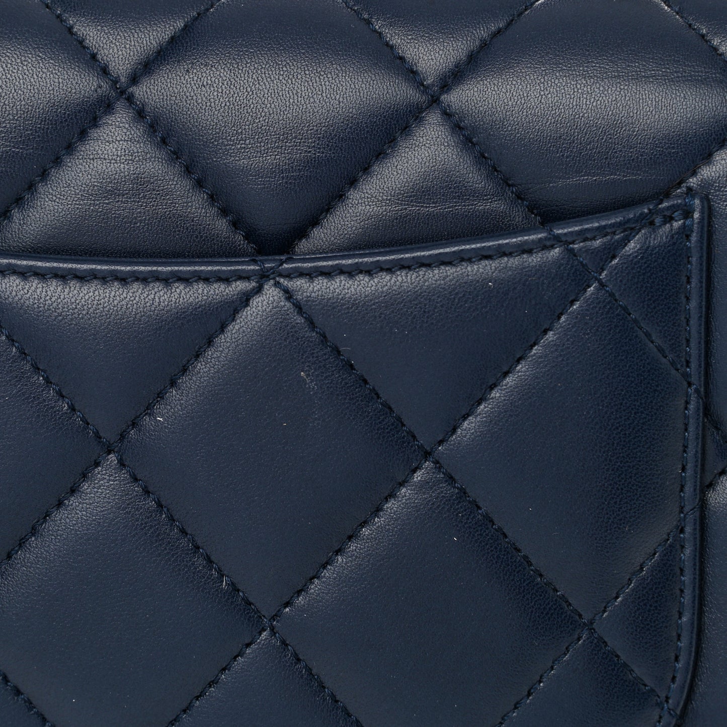Lambskin Quilted Small Trendy CC Flap Dual Handle Bag Navy