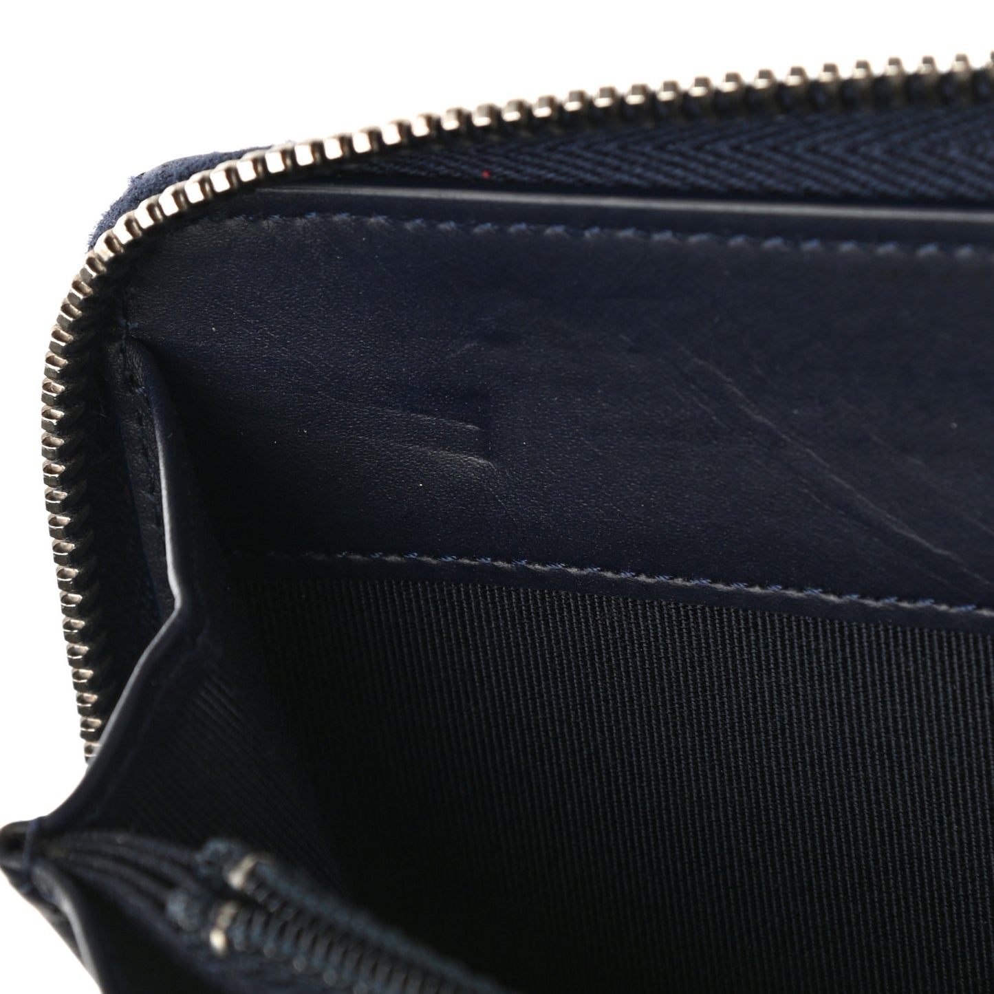 Caviar Quilted Large Zip Around Organizer Wallet Navy