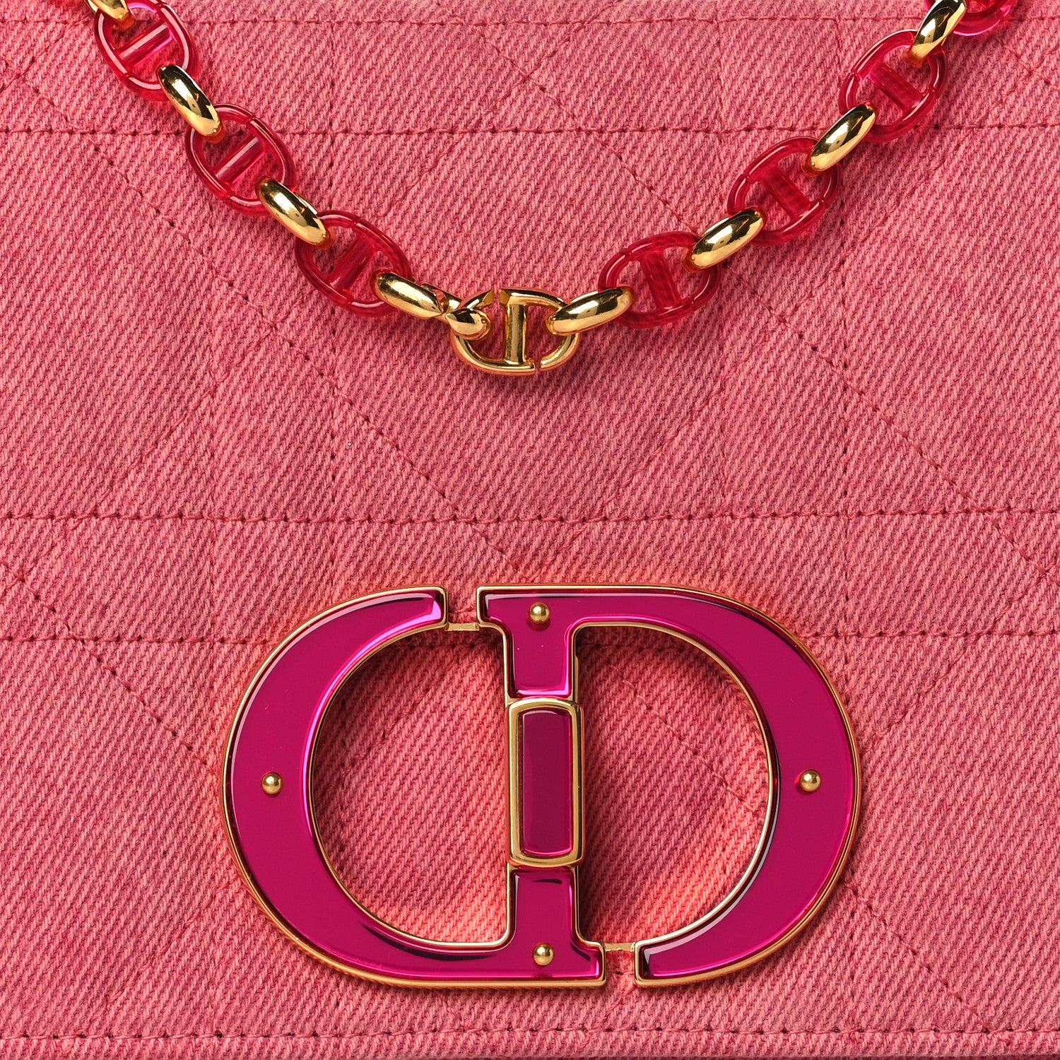 Christian Dior Denim Macrocannage Medium Caro Bag Fuchsia Multicolor 8 of 10