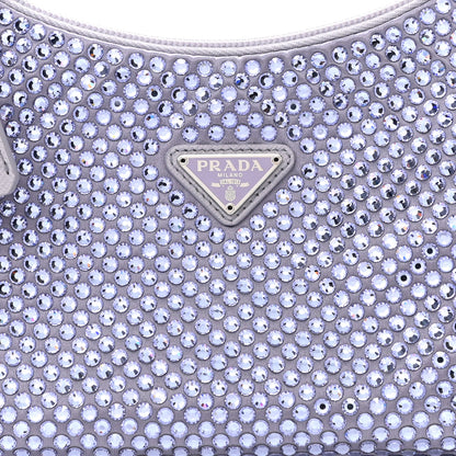 Prada Satin Crystal Mini Re-Edition 2000 Bag Glicine 8 of 10