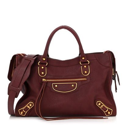Balenciaga Chevre Gold Metallic Edge Hardware City Bordeaux 1 of 11