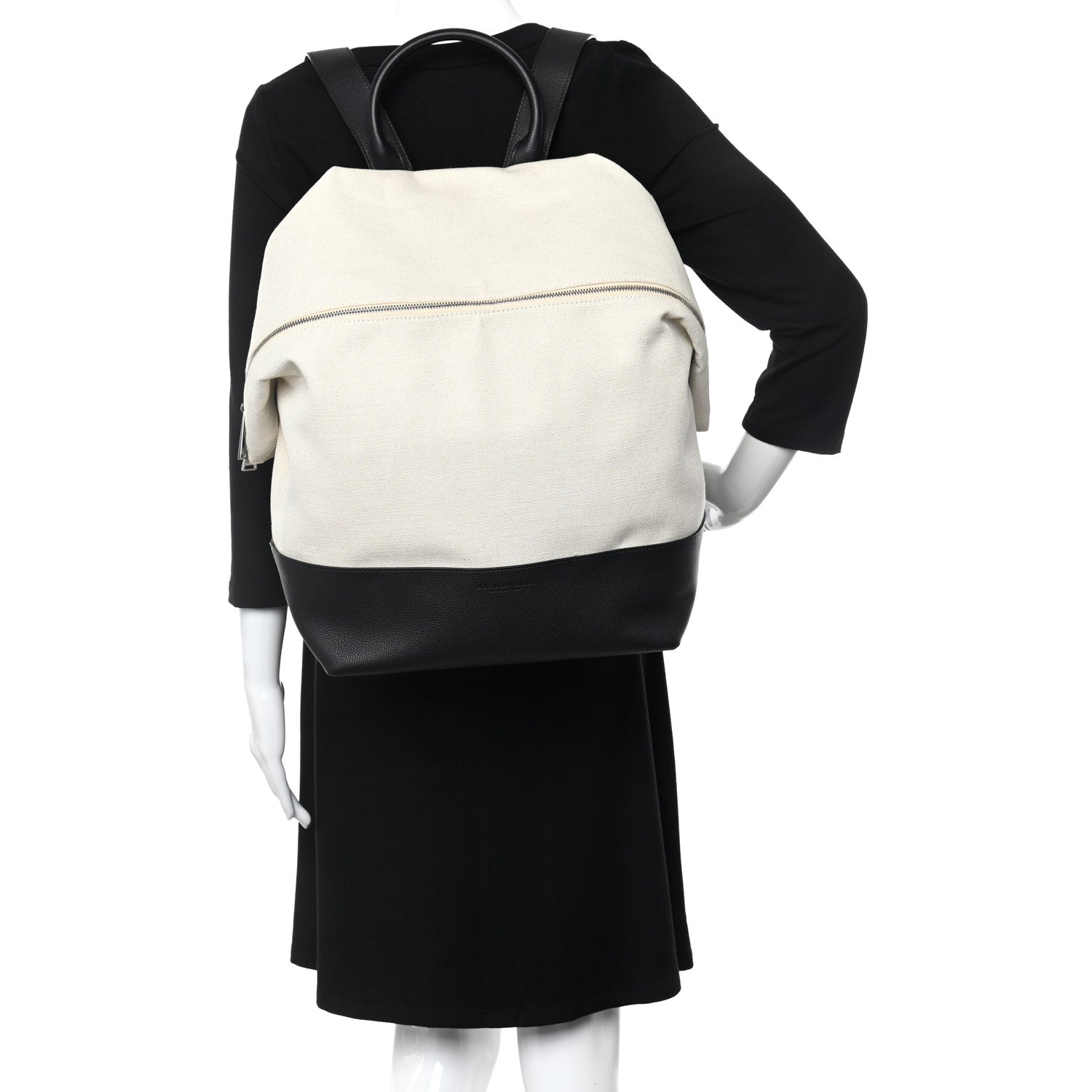 Bottega Veneta Canvas Calfskin Backpack Natural Black 2 of 9