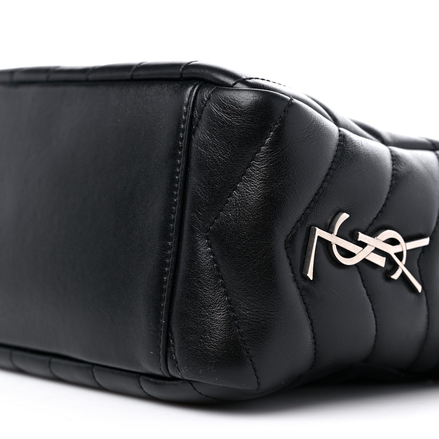 Calfskin Y Quilted Monogram Small Loulou Bowling Bag Black