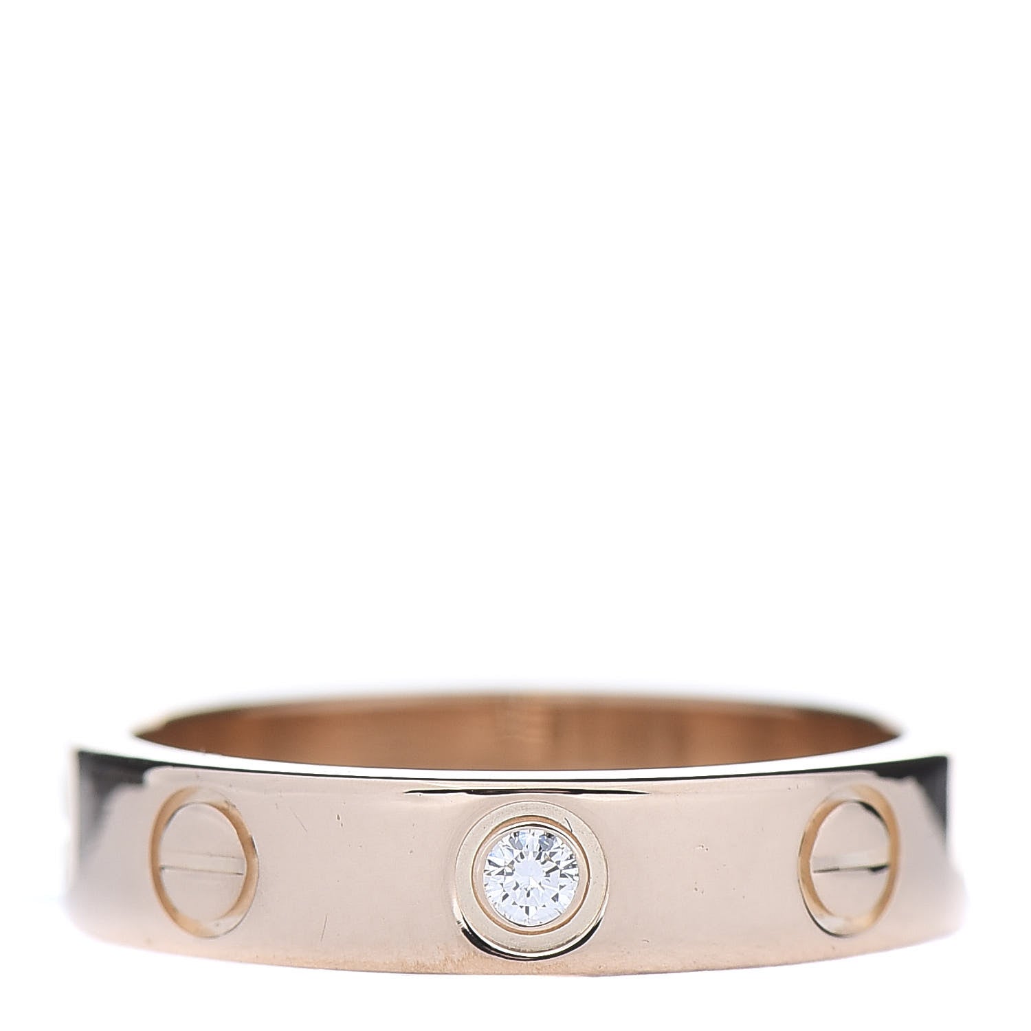 Cartier 18K Pink Gold Diamond 4mm LOVE Wedding Band Ring 47 4 1 of 5