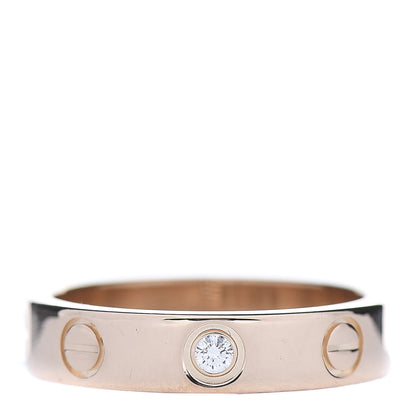 Cartier 18K Pink Gold Diamond 4mm LOVE Wedding Band Ring 47 4 1 of 5