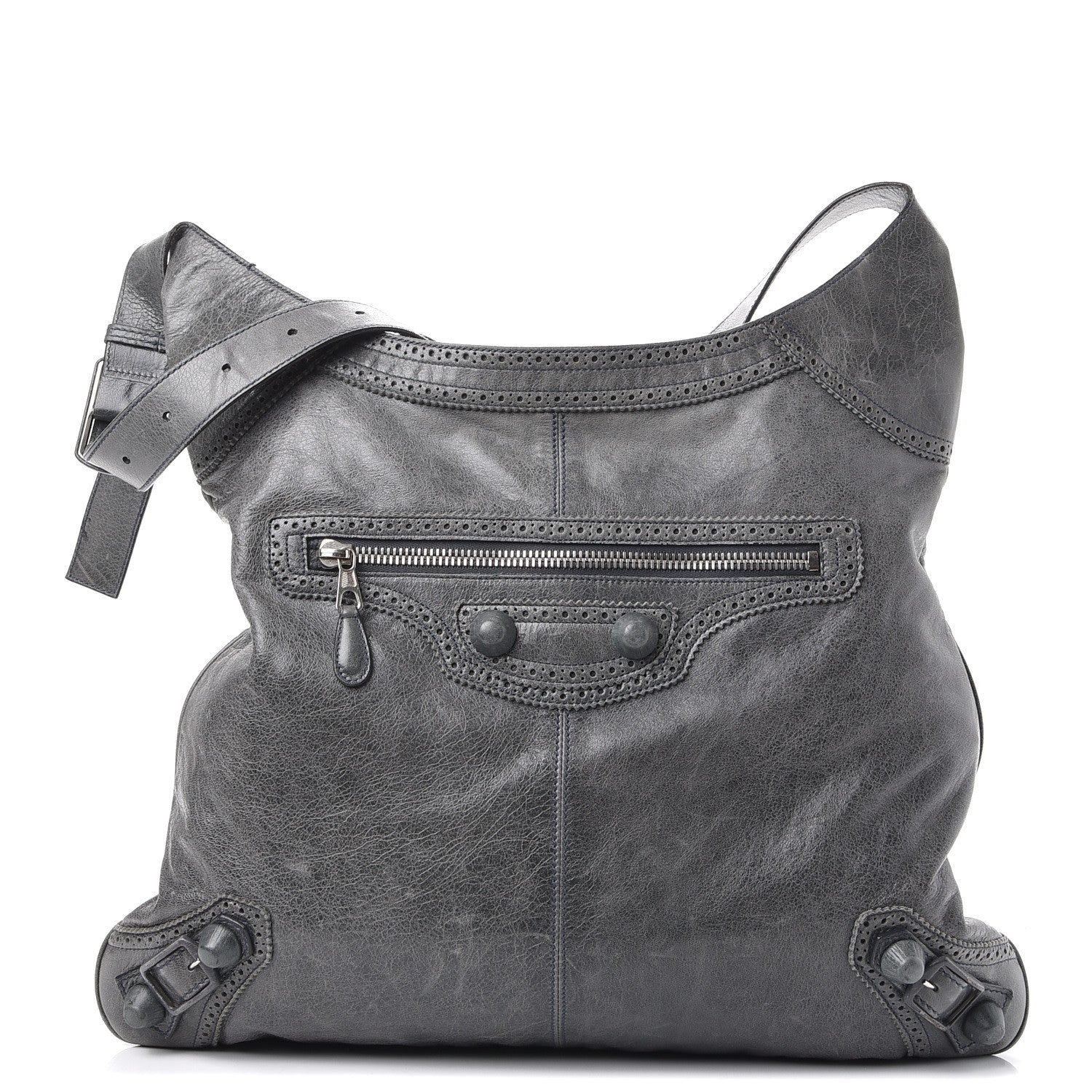 Balenciaga Agneau Giant Brogues Hardware Besace Hobo Storm 1 of 12