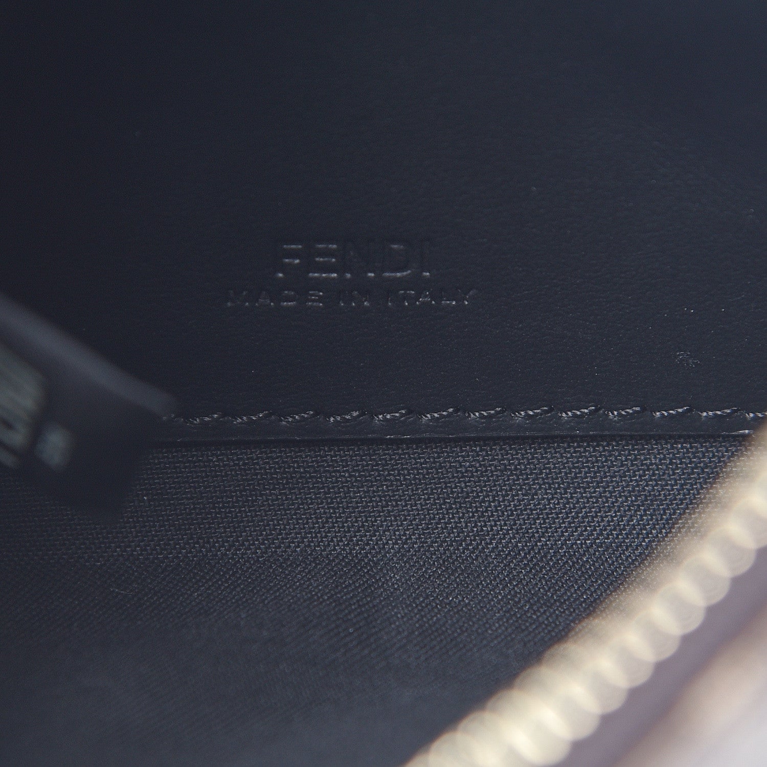 Fendi Glazed Fabric Vitello Century FF 1974 Stamp Patch XS FFreedom Flat Pouch Mogano Panna Black 6 of 8