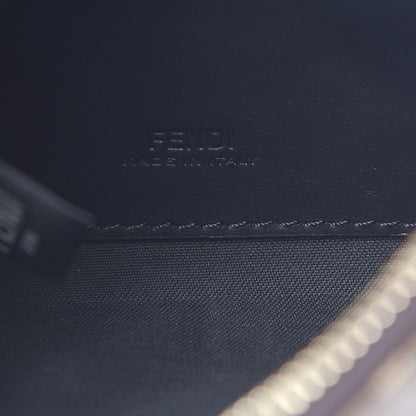 Fendi Glazed Fabric Vitello Century FF 1974 Stamp Patch XS FFreedom Flat Pouch Mogano Panna Black 6 of 8
