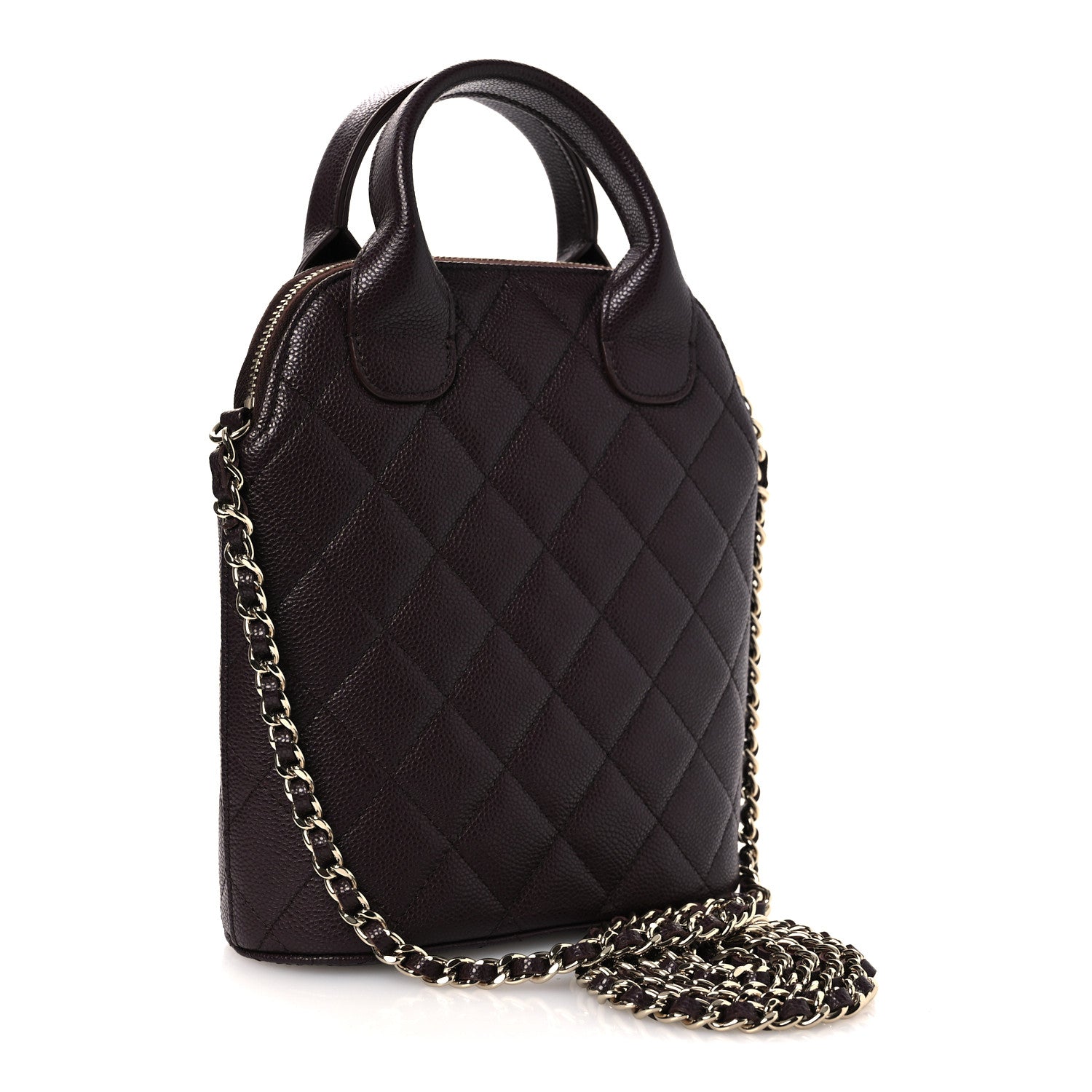 Chanel Caviar Quilted Top Handle Clutch With Chain Dark Brown 3 of 8