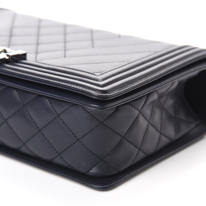 Chanel Calfskin Chevron Quilted Medium Boy Flap Navy Blue 7 of 16