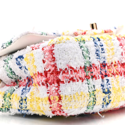 Chanel Tweed Quilted Mini Rectangular Flap White Red Yellow Blue Green 10 of 10