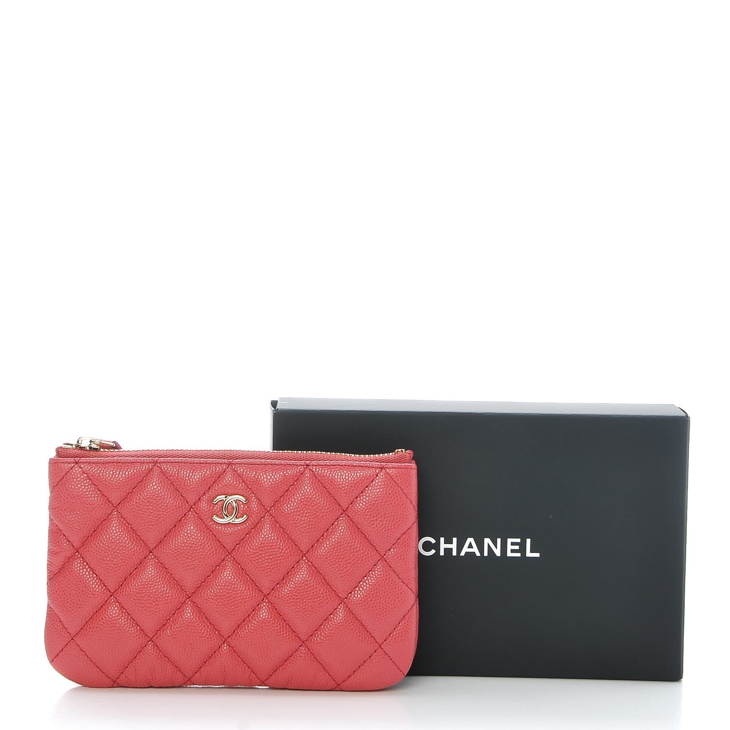 Chanel Caviar Quilted Small Cosmetic Case Dark Pink 8 of 8