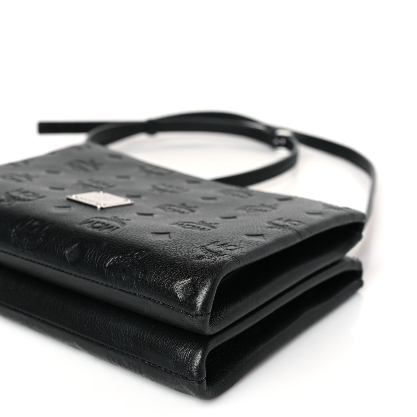 Calfskin Ottomar Monogram Crossbody Zip Messenger Pouch Black