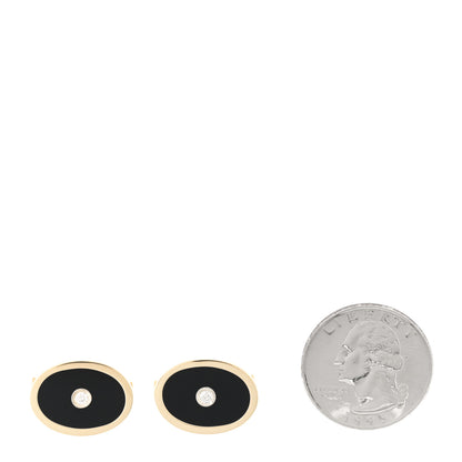 Tiffany 18K Yellow Gold Diamond Onyx Oval Cufflinks 2 of 4