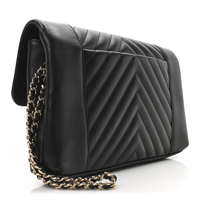 Chanel Calfskin Quilted Daily Chevron Clutch Black 3 of 10