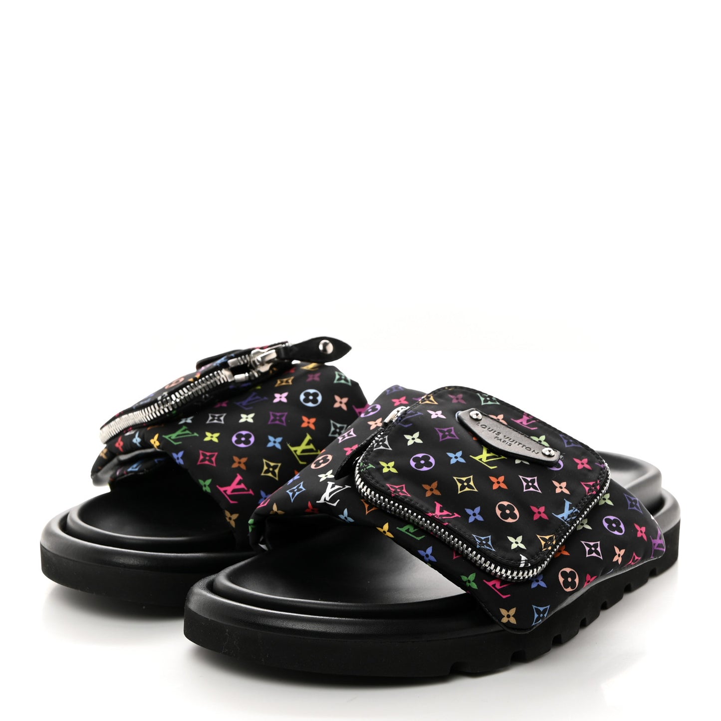 LV X TM Monogram Multicolor Pool Pillow Flat Comfort Mule 40 Black