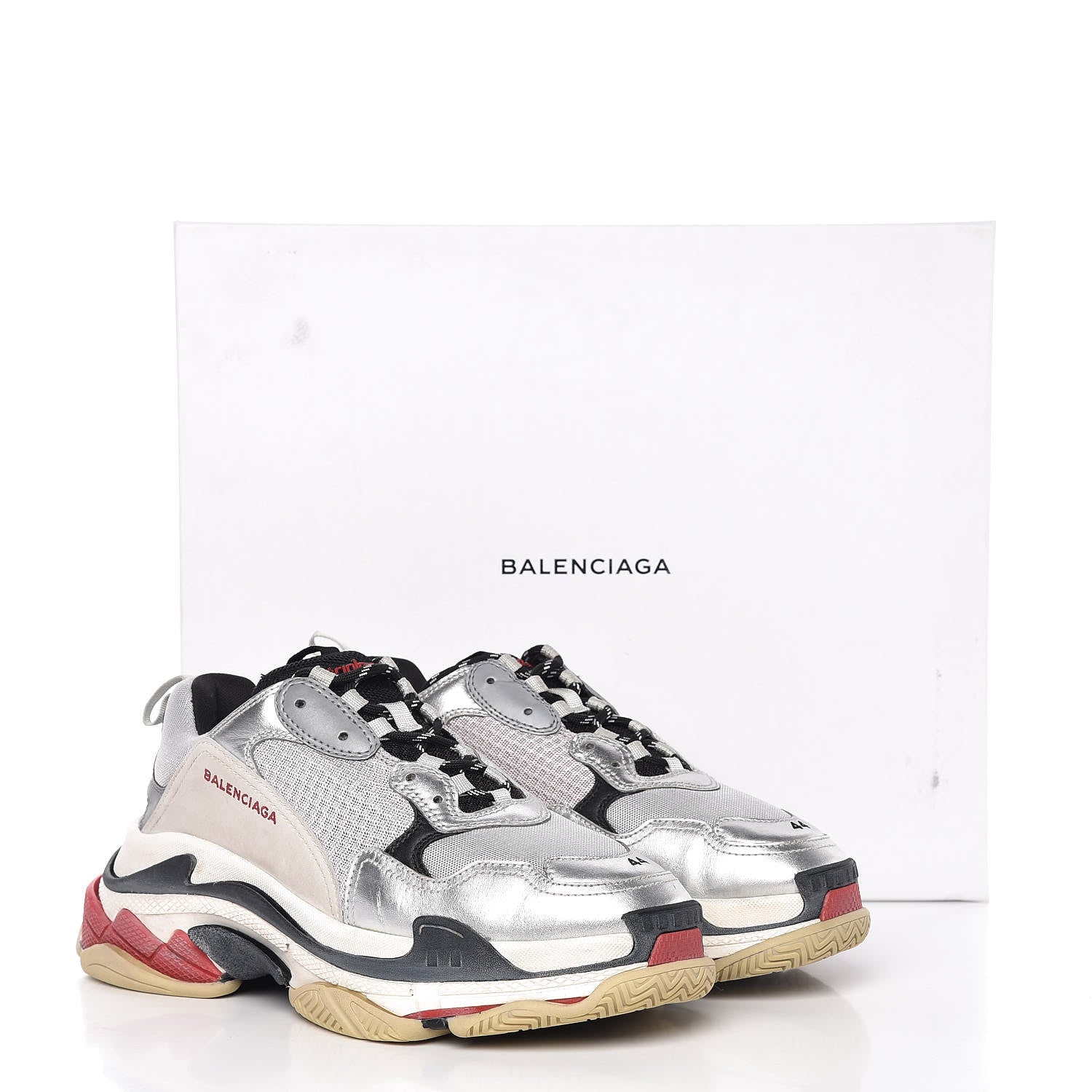 Balenciaga Mesh Nubuck Mens Triple S Sneakers 44 Black Argent 8 of 8