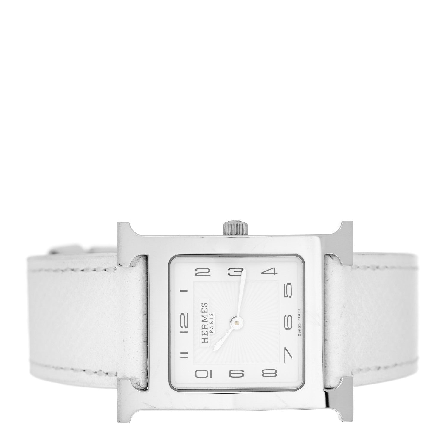 Hermes Stainless Steel Epsom 26mm Heure H Hour Quartz Watch Blanc 2 of 5