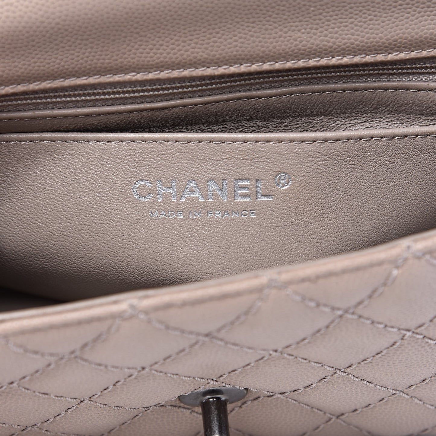 Caviar Quilted Mini Rectangular Flap Dark Beige