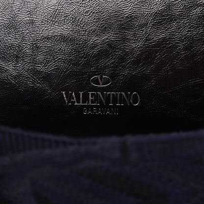 Valentino Garavani Craquele Calfskin Small Guitar Strap Rockstud Rolling Flap Pocket Shoulder Bag Black 6 of 9