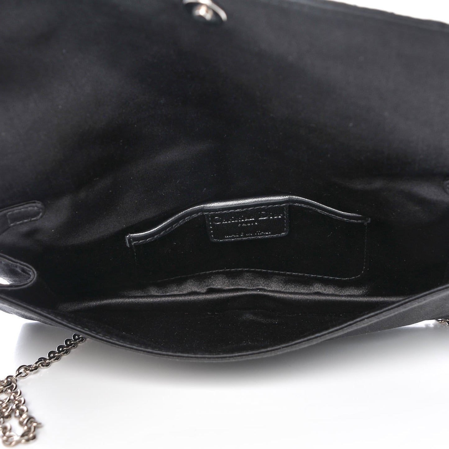 Satin Cannage Lady Dior Convertible Clutch Black
