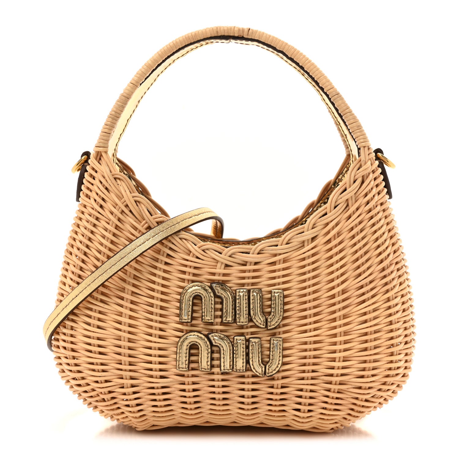 Miu Miu Wicker Wander Hobo Platino 1 of 10