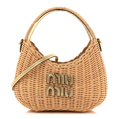 Miu Miu Wicker Wander Hobo Platino 1 of 10