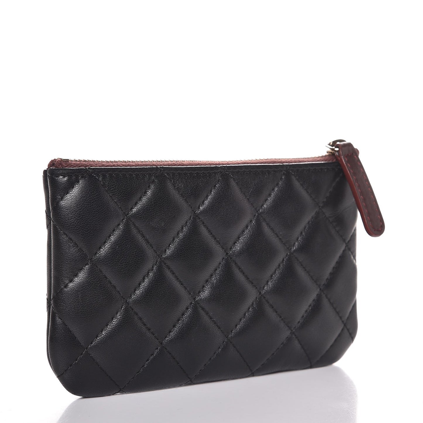 Lambskin Quilted Small Cosmetic Case Black