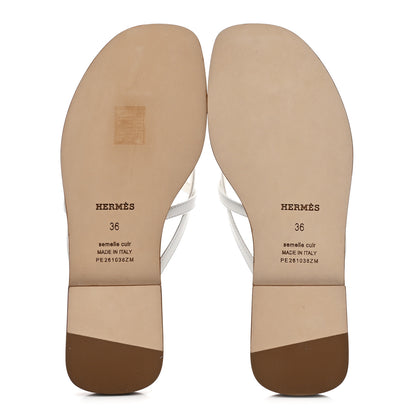 Hermes Calfskin Miss Sandals 36 White 6 of 8