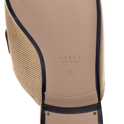 Gucci Canvas Vintage Charlotte Web Princetown Slippers 36 Sand Cuir 9 of 10