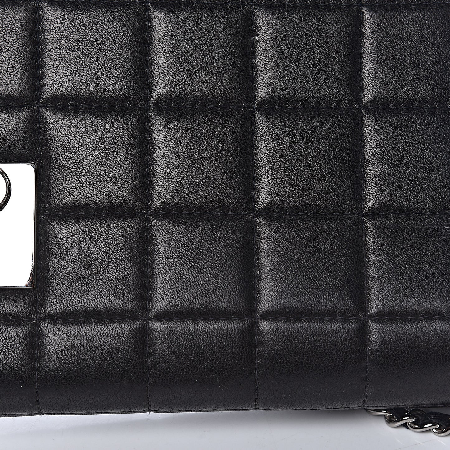 Lambskin Chocolate Bar Chain Clutch Black