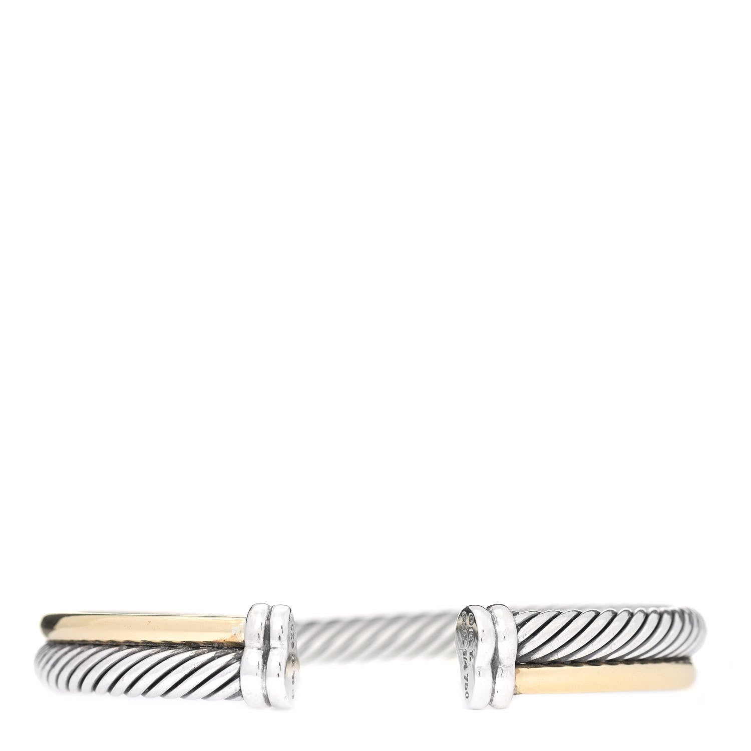 David Yurman Sterling Silver 18K Yellow Gold 5mm Crossover Cuff Bracelet 3 of 5