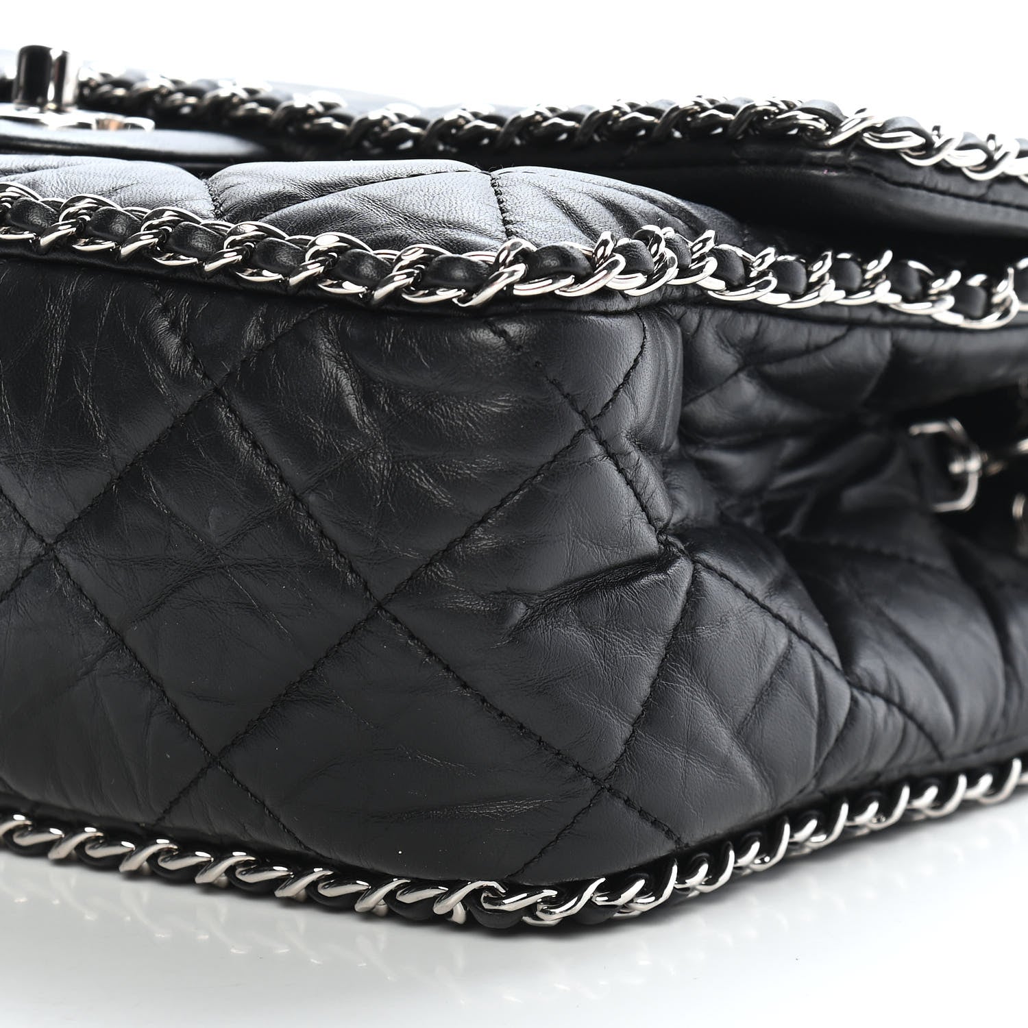 Chanel Crumpled Calfskin Medium Chain Flap Black 9 of 9