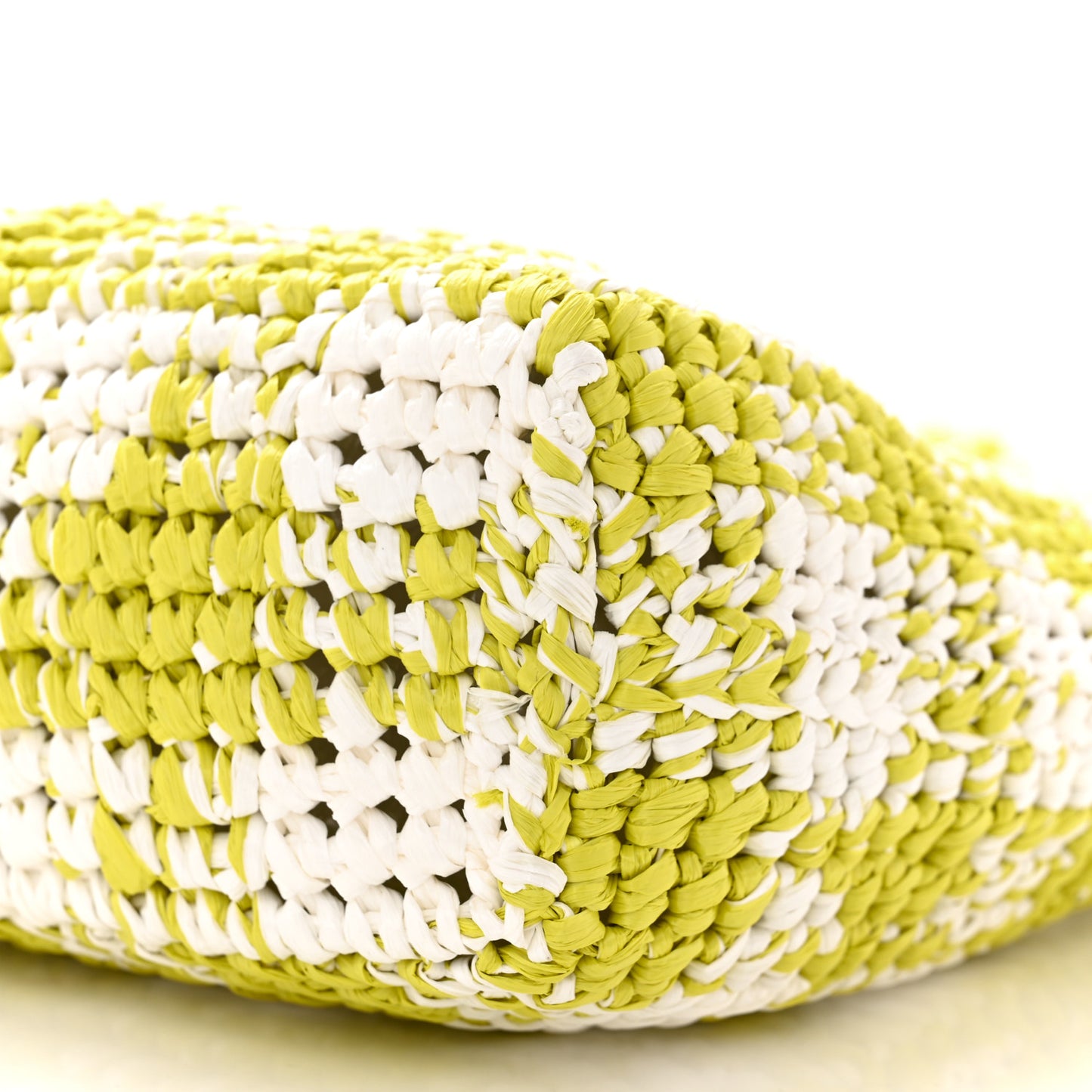 Yarn Raffia Effect Crochet Embroidered Small Logo Tote Citron Yellow