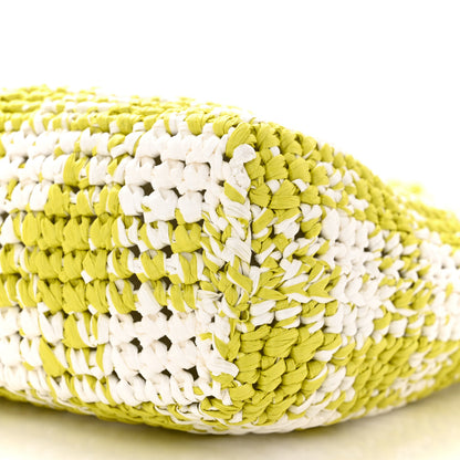 Prada Yarn Raffia Effect Crochet Embroidered Small Logo Tote Citron Yellow 10 of 10