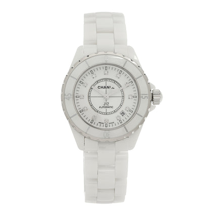 Chanel Stainless Steel Ceramic Diamond 38mm J12 Automatic Watch White 1 of 4