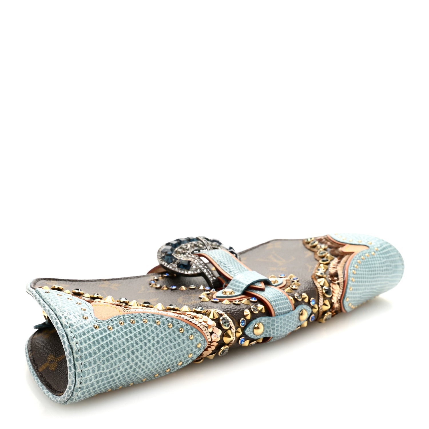Louis Vuitton Monogram Lizard Embellished Les Extraordinaires Clutch 4 of 10