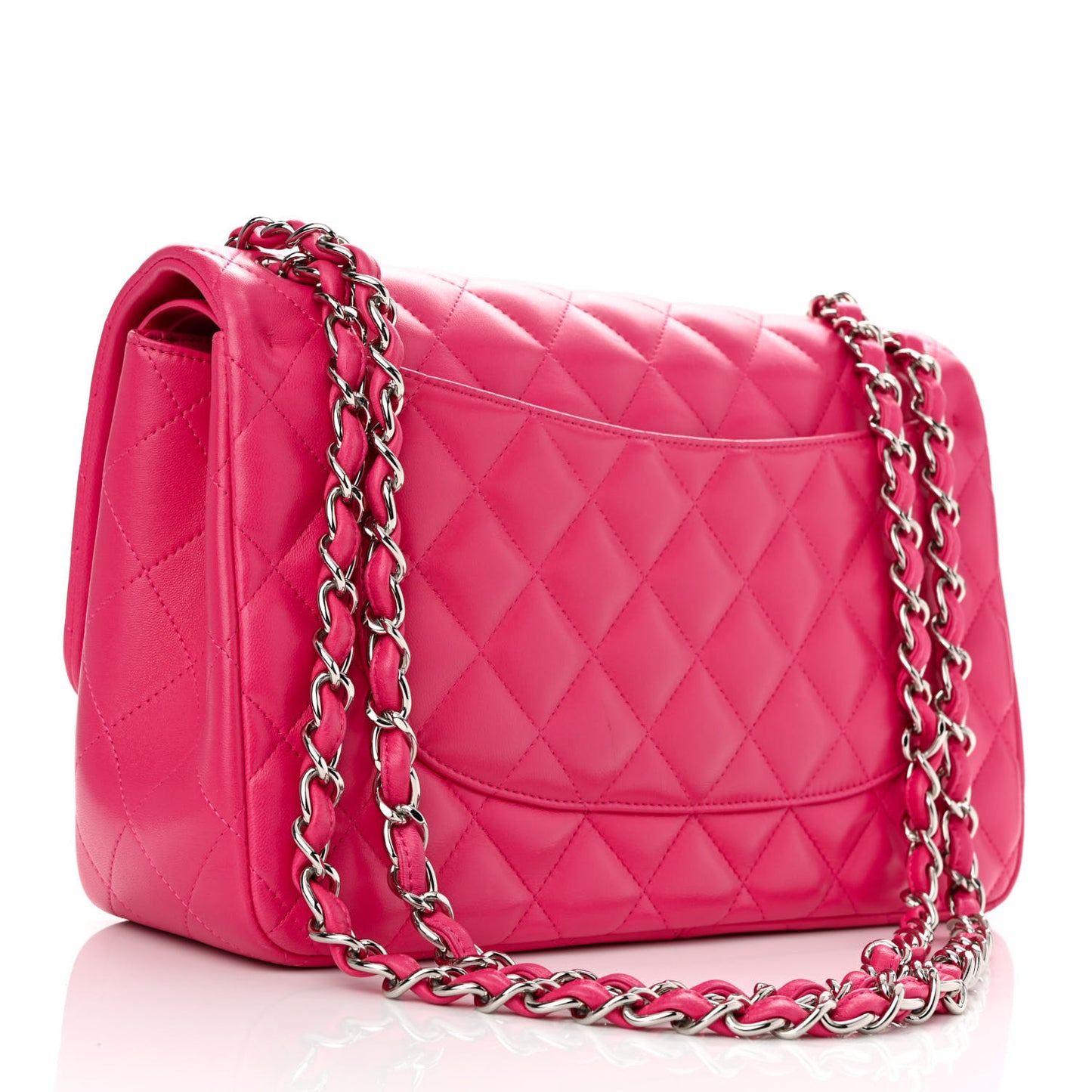 Lambskin Quilted Jumbo Double Flap Dark Pink