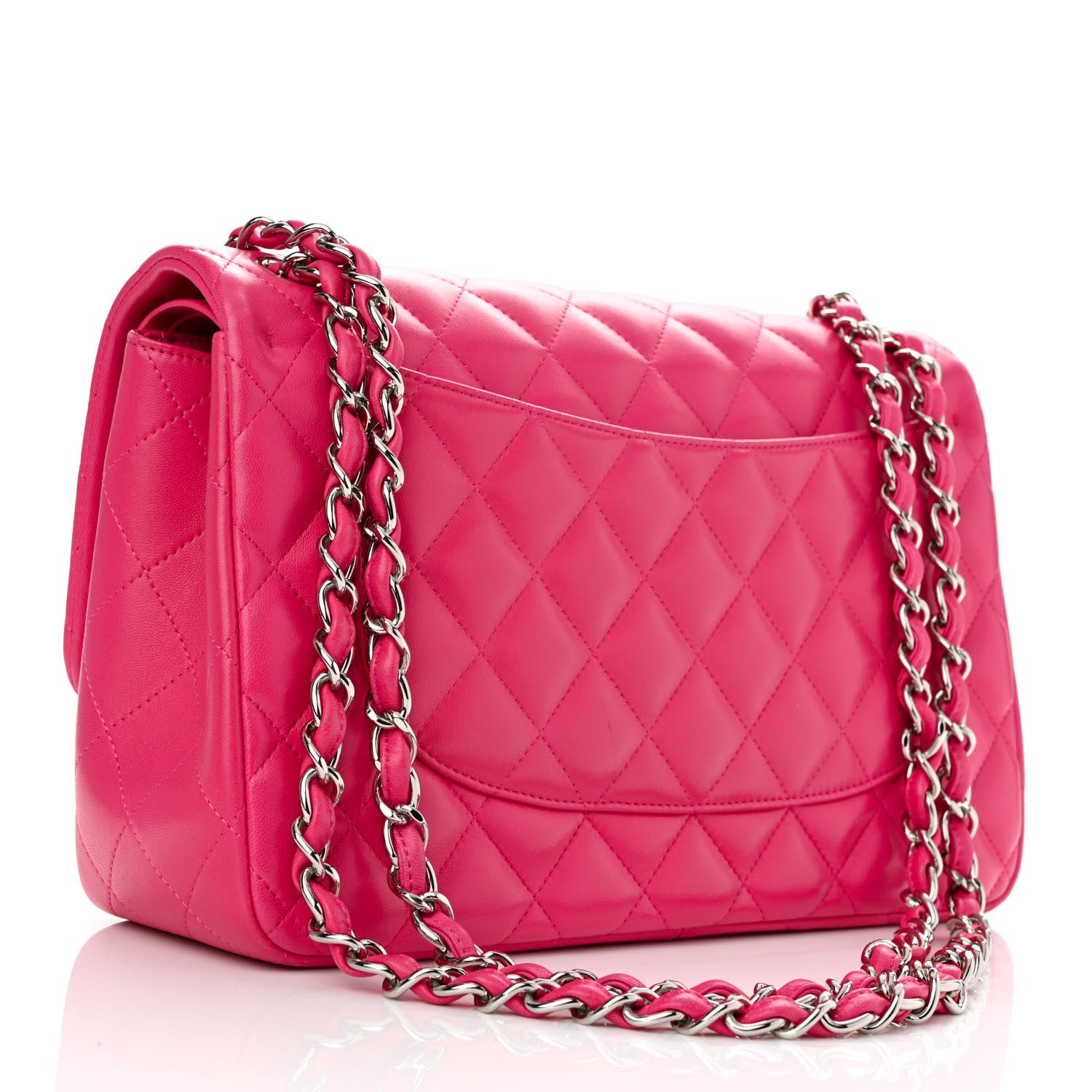 Chanel Lambskin Quilted Jumbo Double Flap Dark Pink 3 of 11