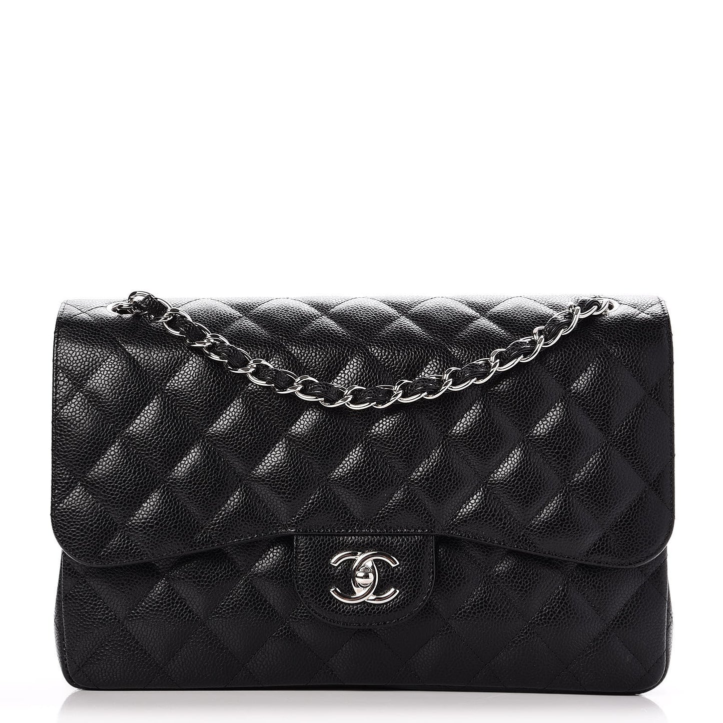 Caviar Quilted Jumbo Double Flap Black
