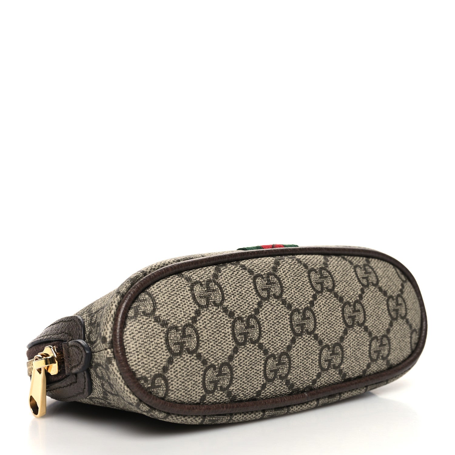 Gucci GG Supreme Monogram Textured Calfskin Web Medium Ophidia Cosmetic Case Beige Ebony New Acero 4 of 11