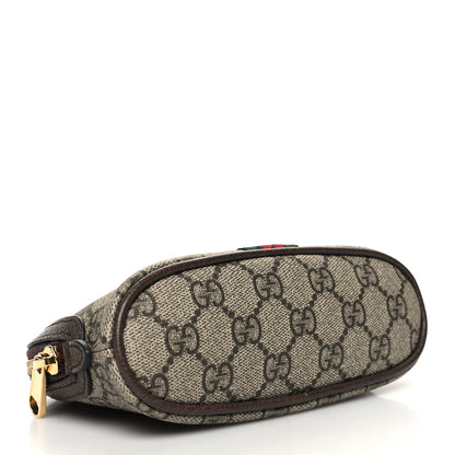 Gucci GG Supreme Monogram Textured Calfskin Web Medium Ophidia Cosmetic Case Beige Ebony New Acero 4 of 11