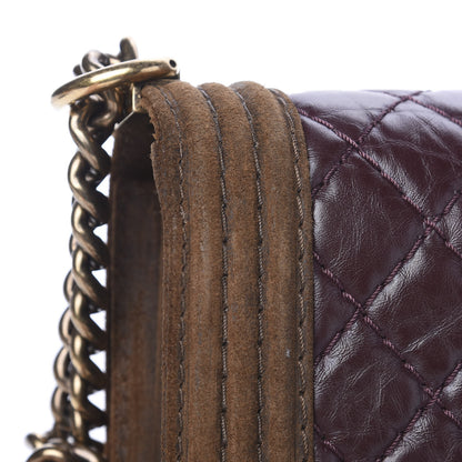 Chanel Aged Calfskin Nubuck Quilted Medium Boy Flap Burgundy 8 of 15