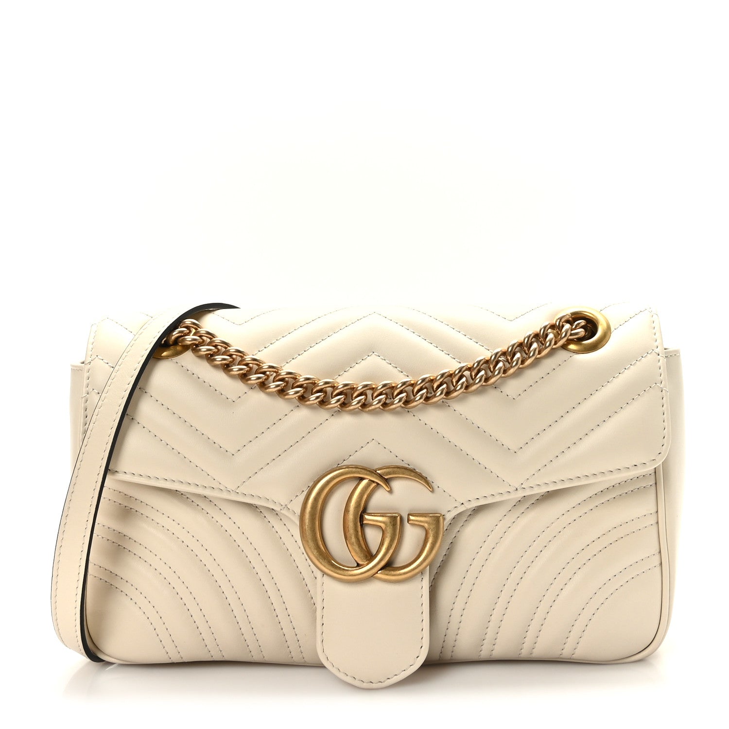 Gucci Calfskin Matelasse Small GG Marmont Shoulder Bag White 1 of 8