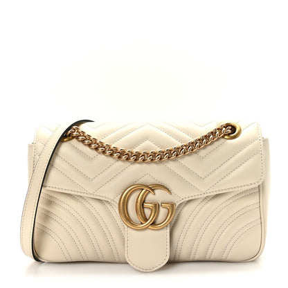 Gucci Calfskin Matelasse Small GG Marmont Shoulder Bag White 1 of 8