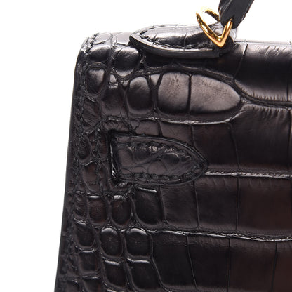 Hermes Matte Alligator Mini Kelly Sellier 20 Black 27 of 39